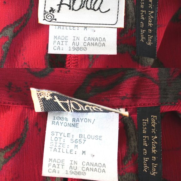 Vintage Deep Red Sleeveless Blouse Rayon, Floral Print - Picture 5 of 5